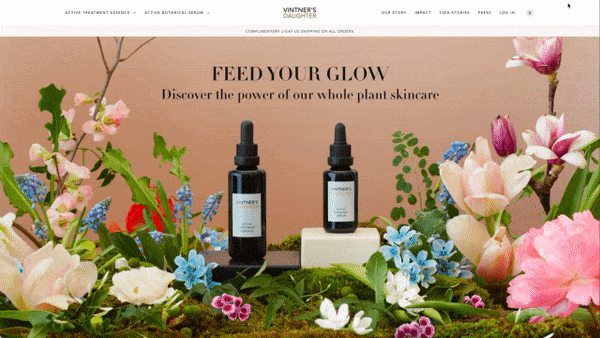 vintner's daughter homepage user interface design