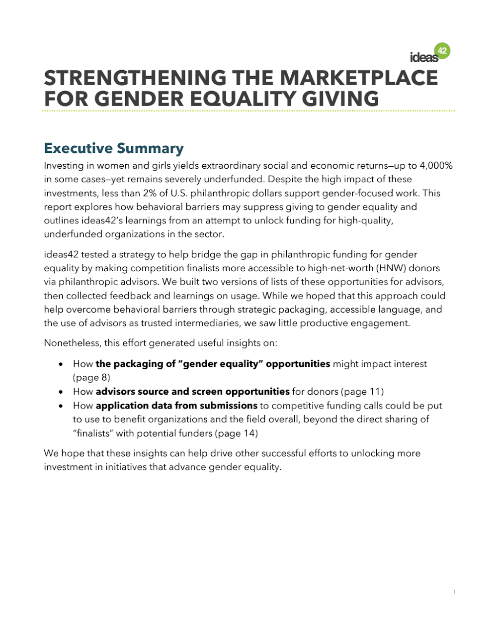 Strengthening the Marketplace for Gender Equality
