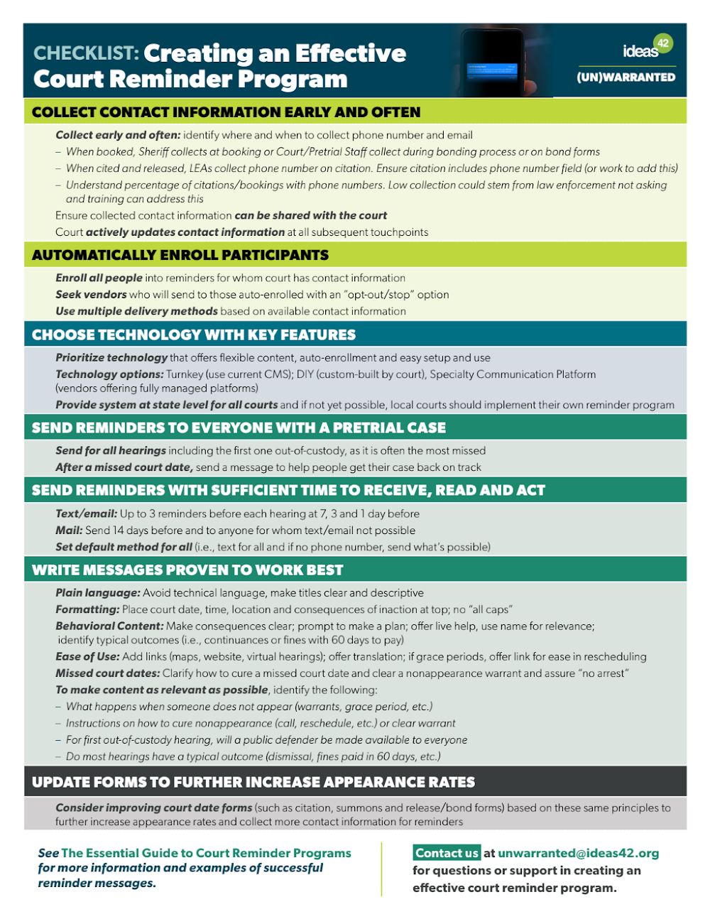 Court Reminders Checklist
