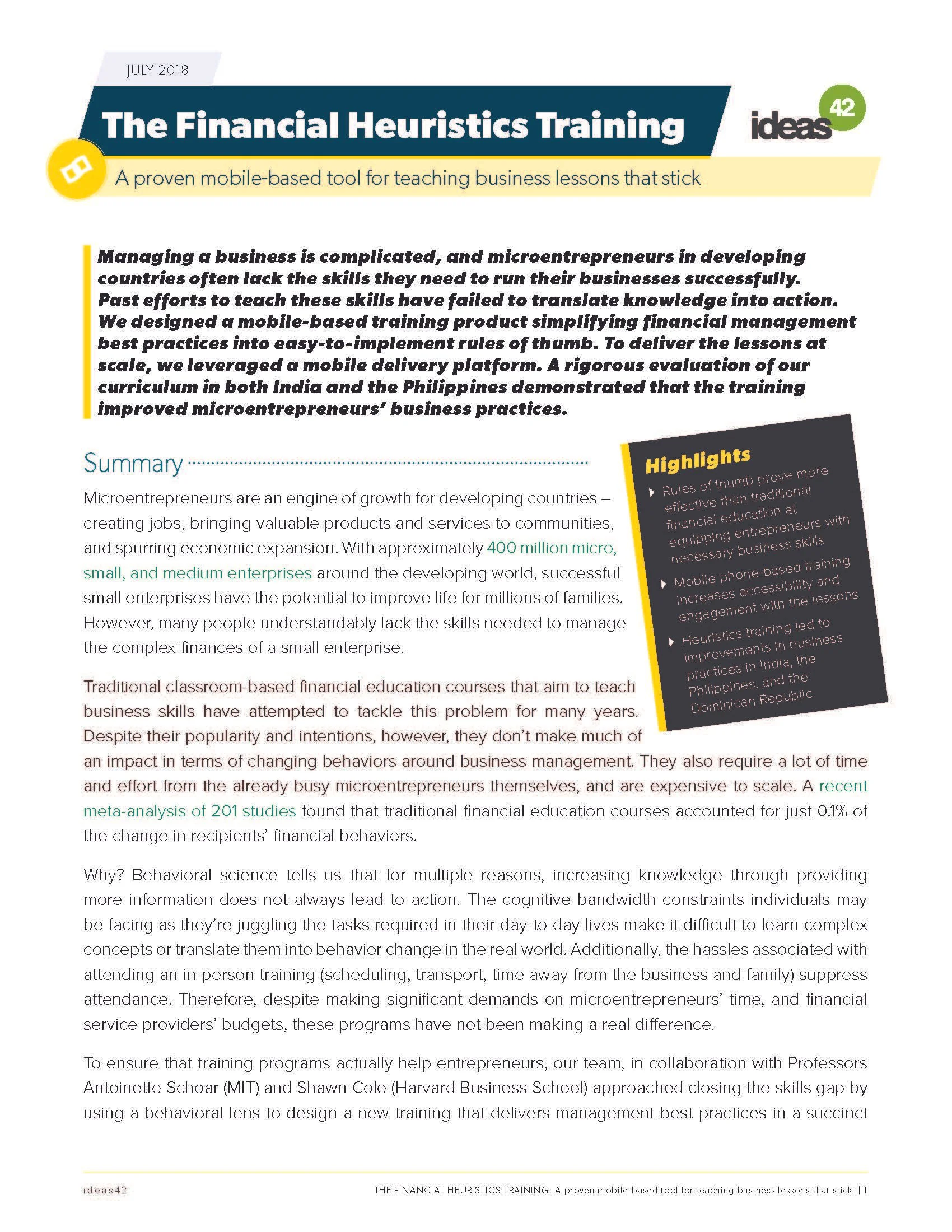 The Financial Heuristics Training