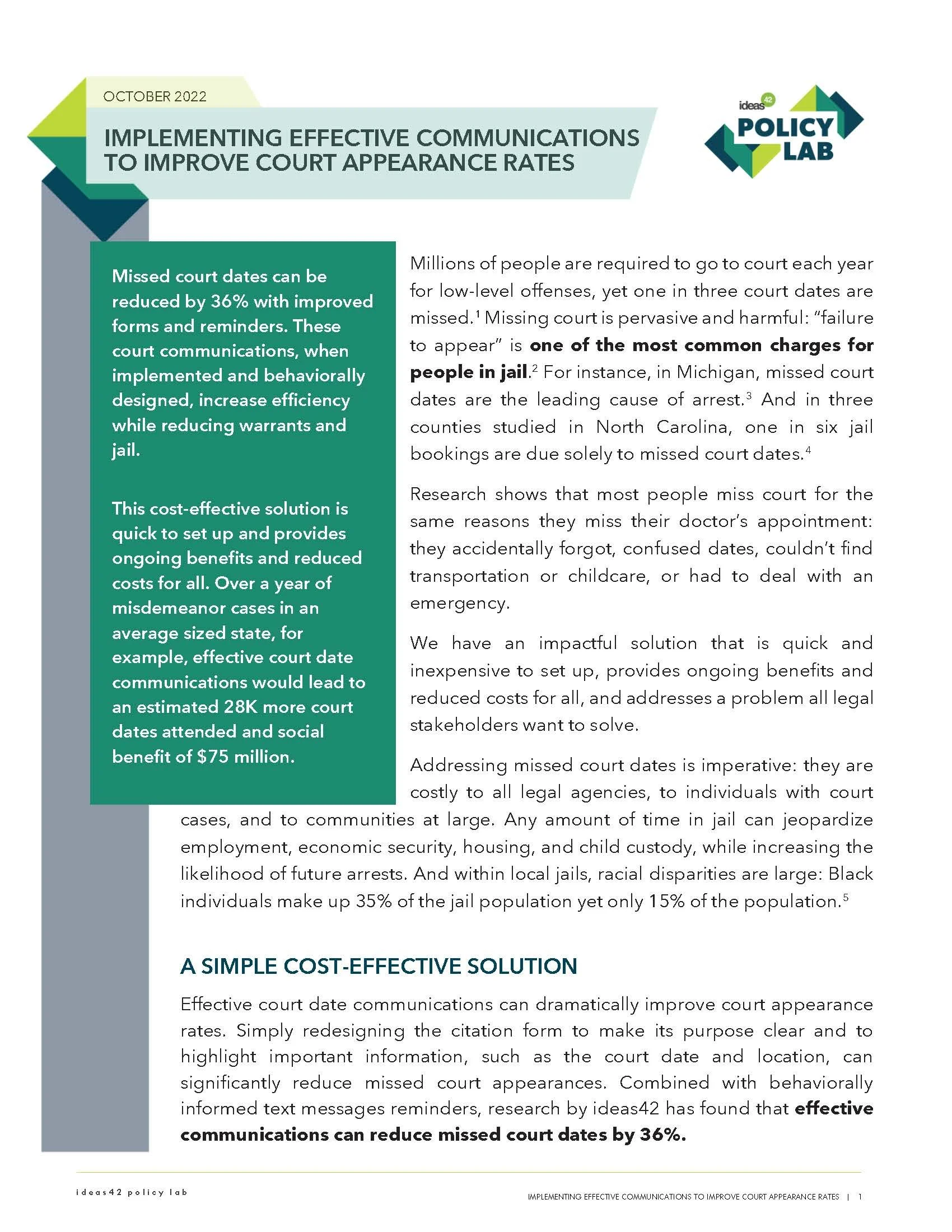 Implementing Effective Communications to Improve Court Appearance Rates