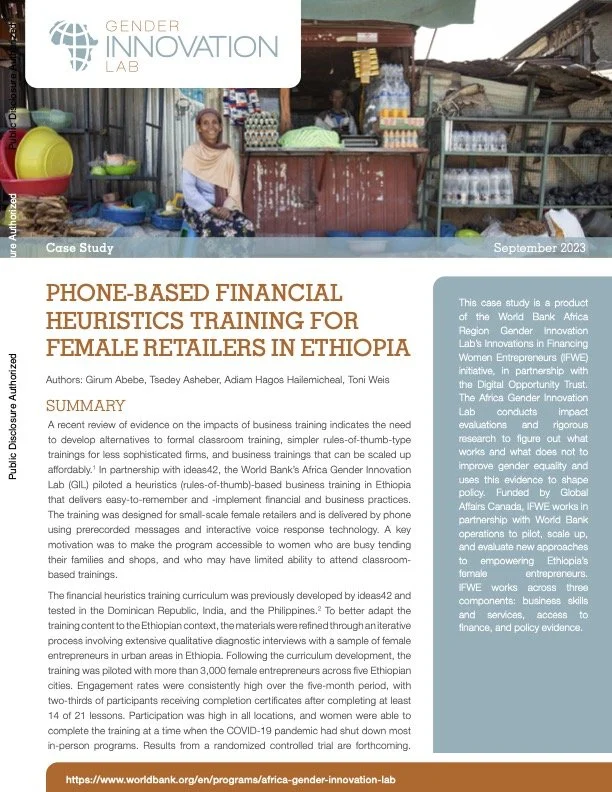 Phone-Based Financial Heuristics Training for Female Retailers in Ethiopia