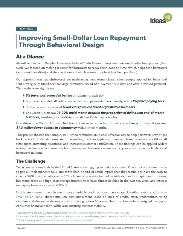 Improving Small-Dollar Loan Repayment Through Behavioral Design