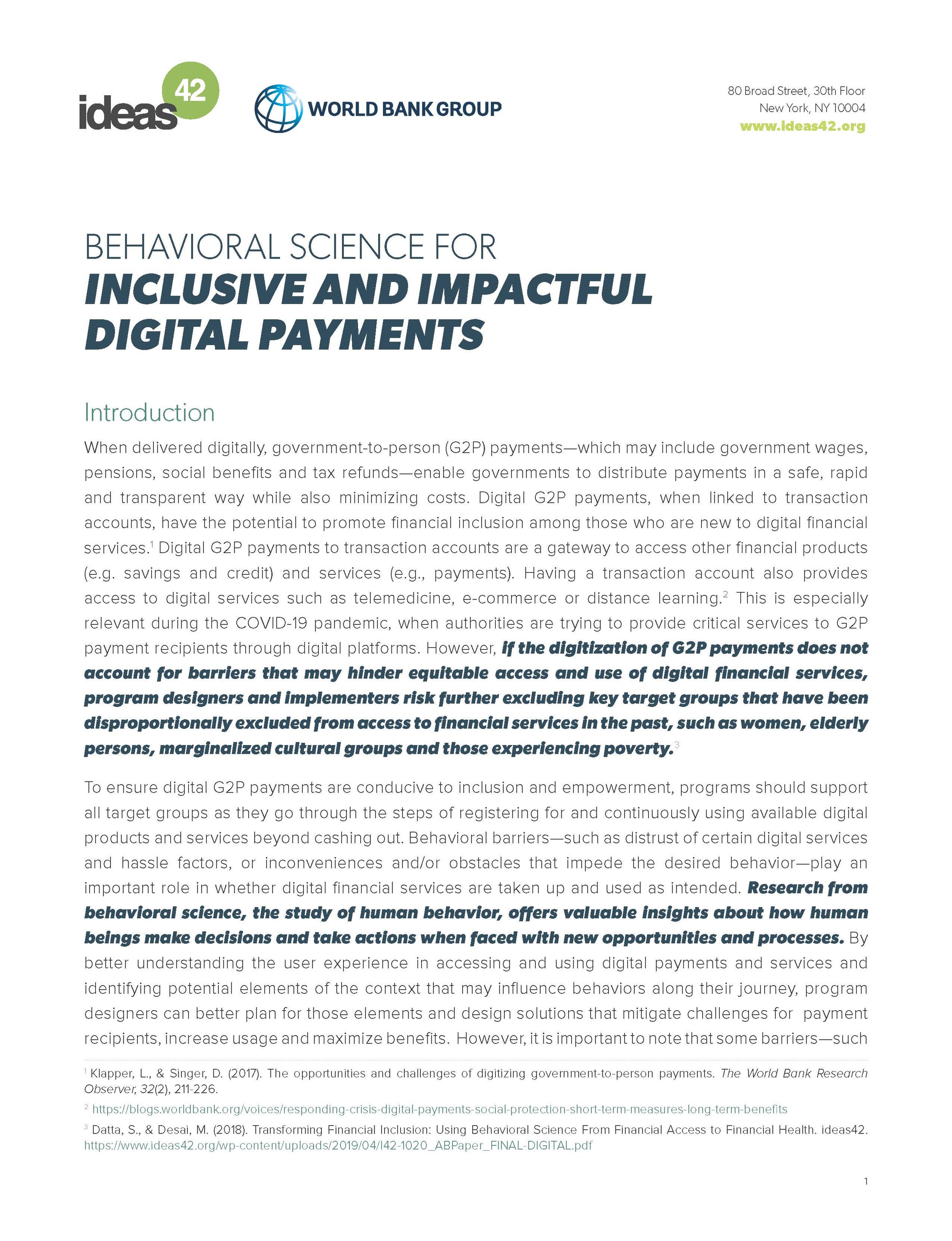 Behavioral Science for Inclusive and Impactful Digital Payments