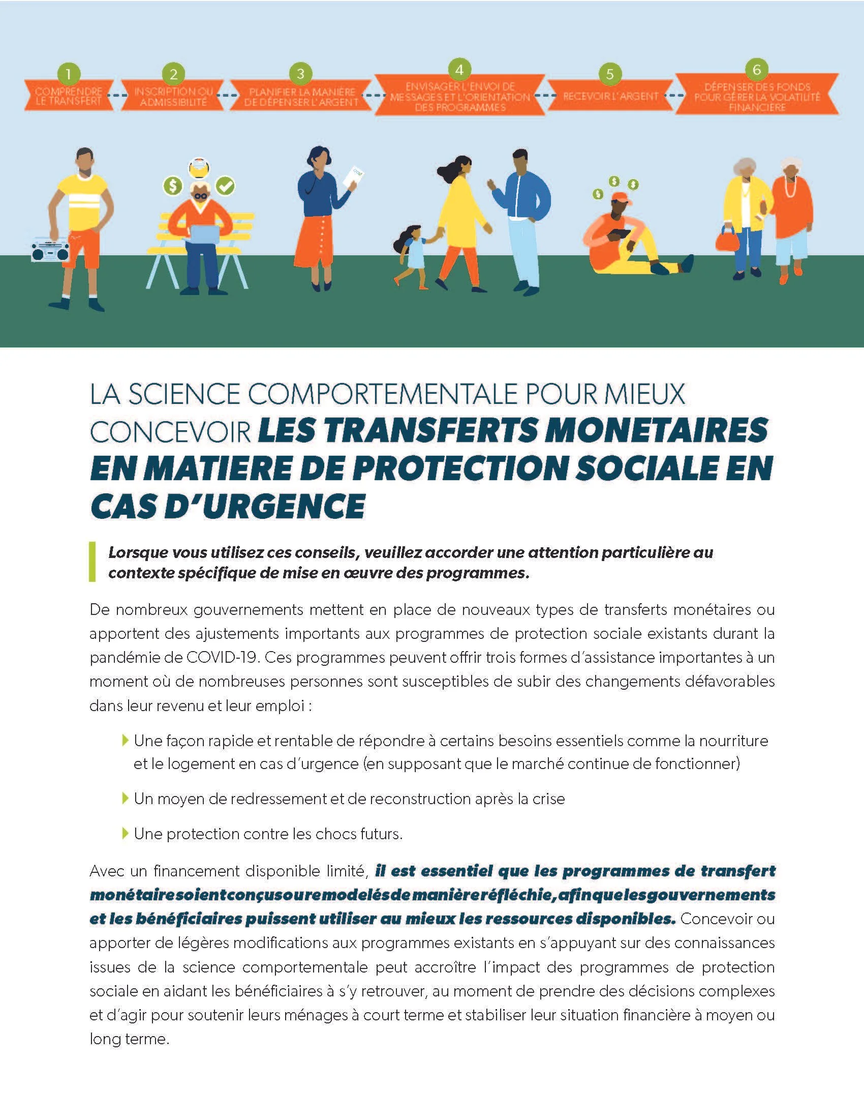 La science comportementale pour mieux concevoir les transferts monetaires en matiere de protection sociale en cas d’urgence