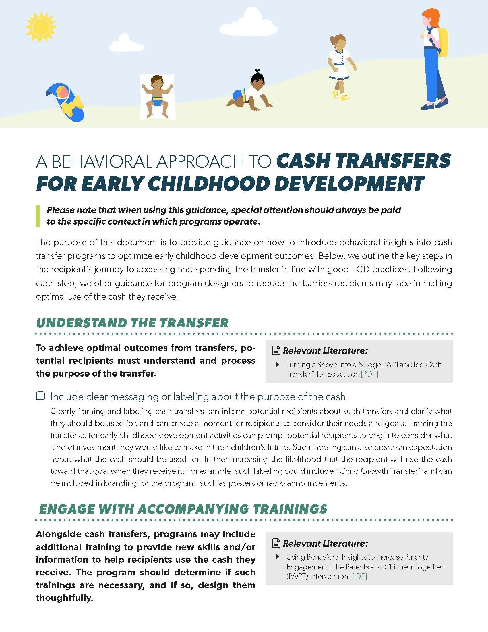 A Behavioral Approach to Cash Transfers for Early Childhood Development