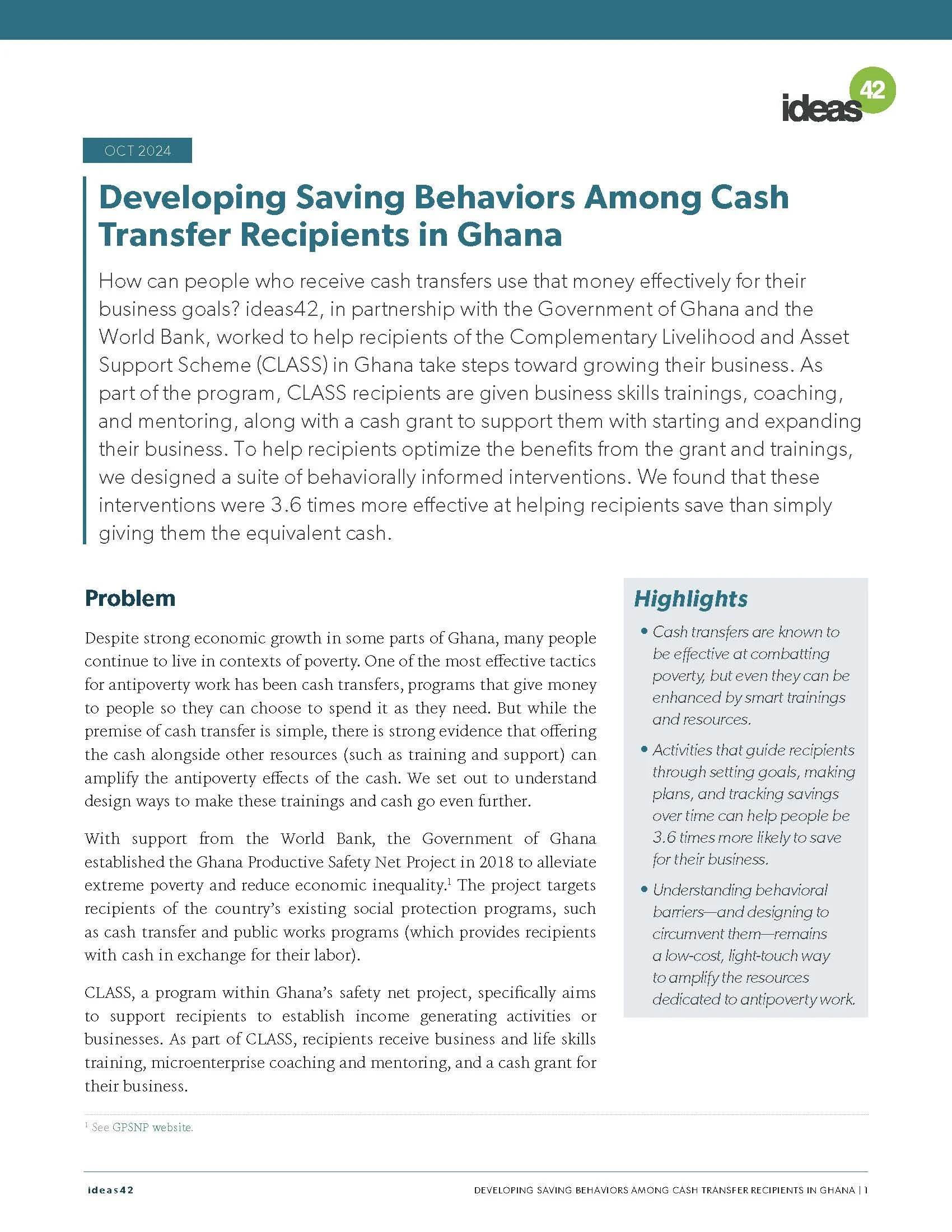 Developing Saving Behaviors Among Cash Transfer Recipients in Ghana