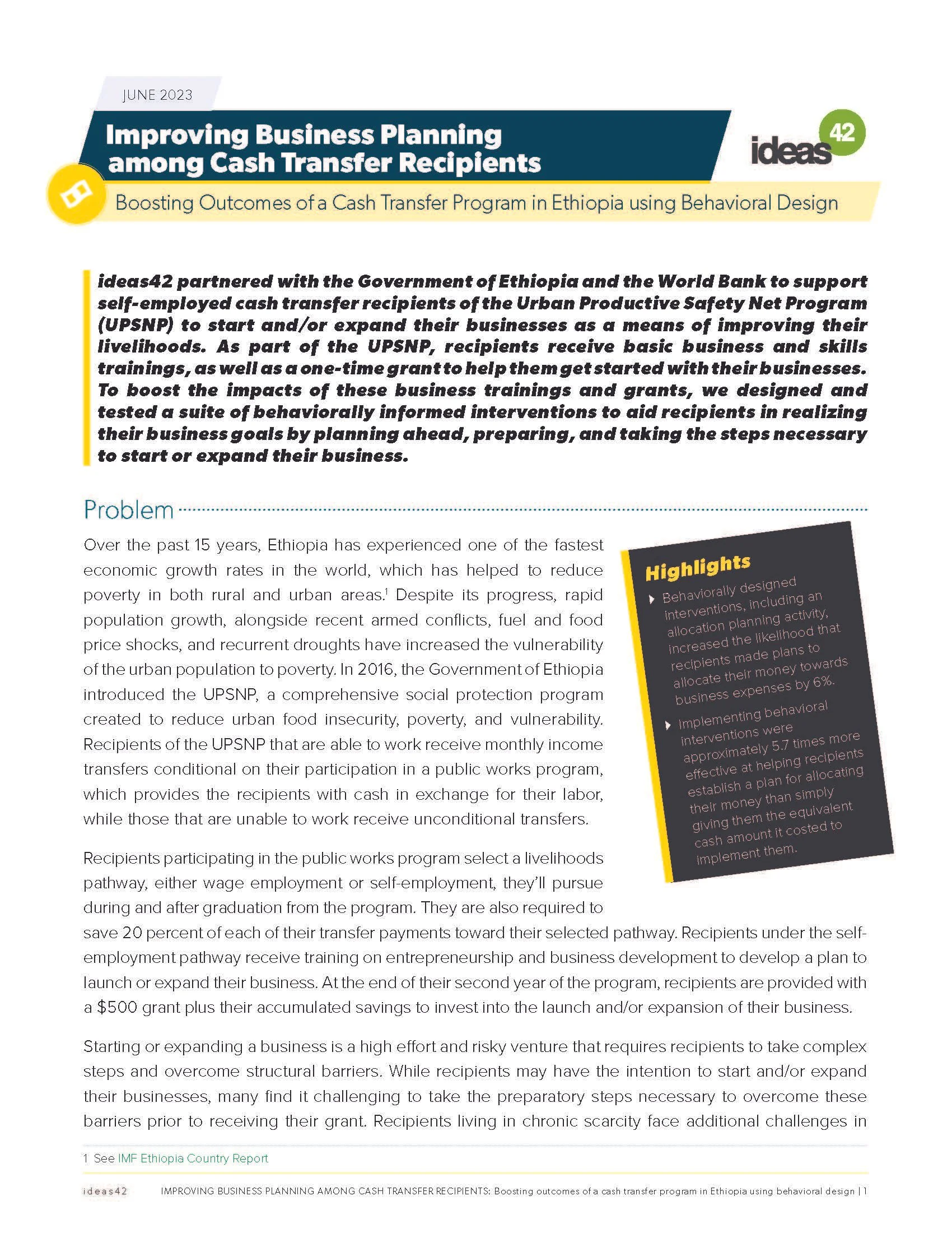 Improving Business Planning Among Cash Transfer Recipients