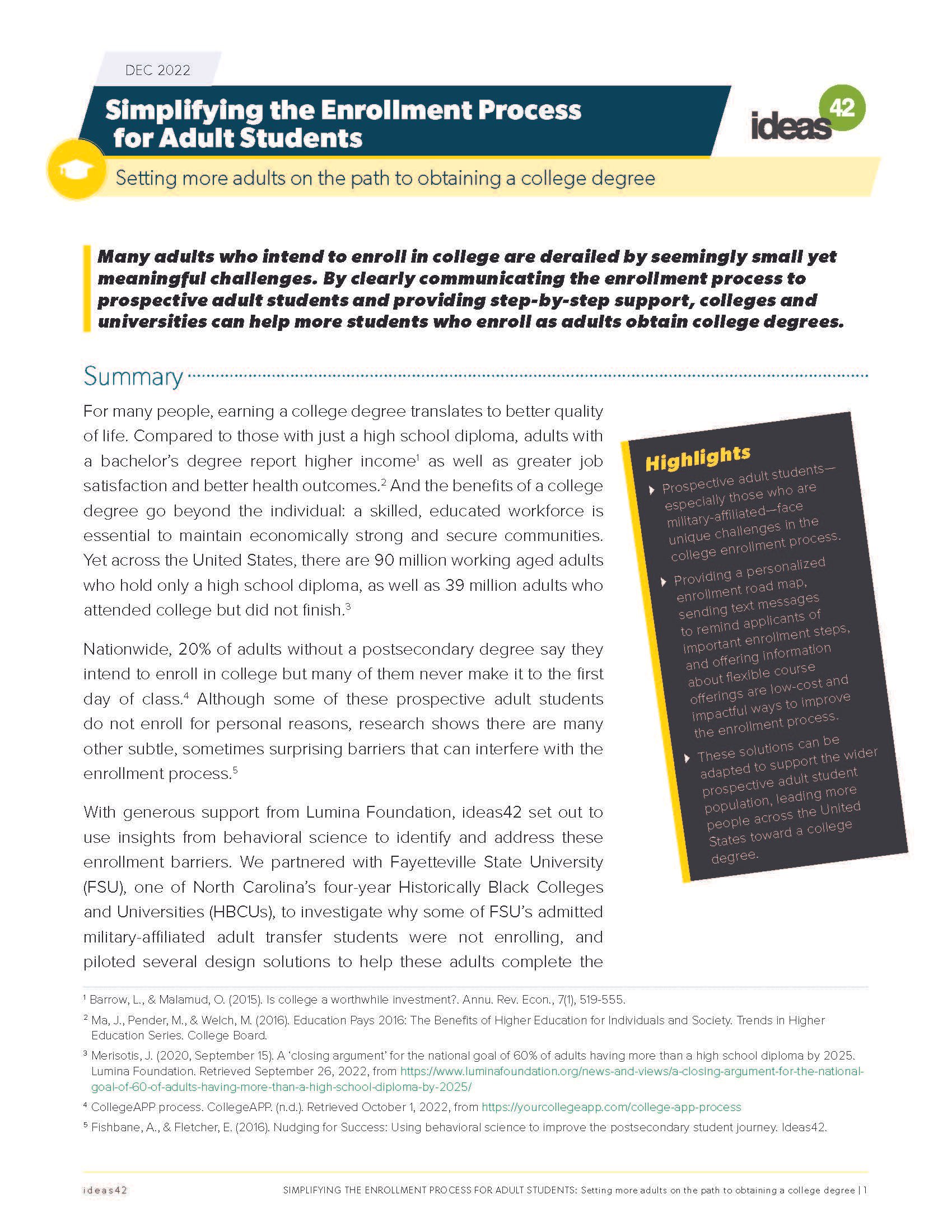 Simplifying the Enrollment Process for Adult Students