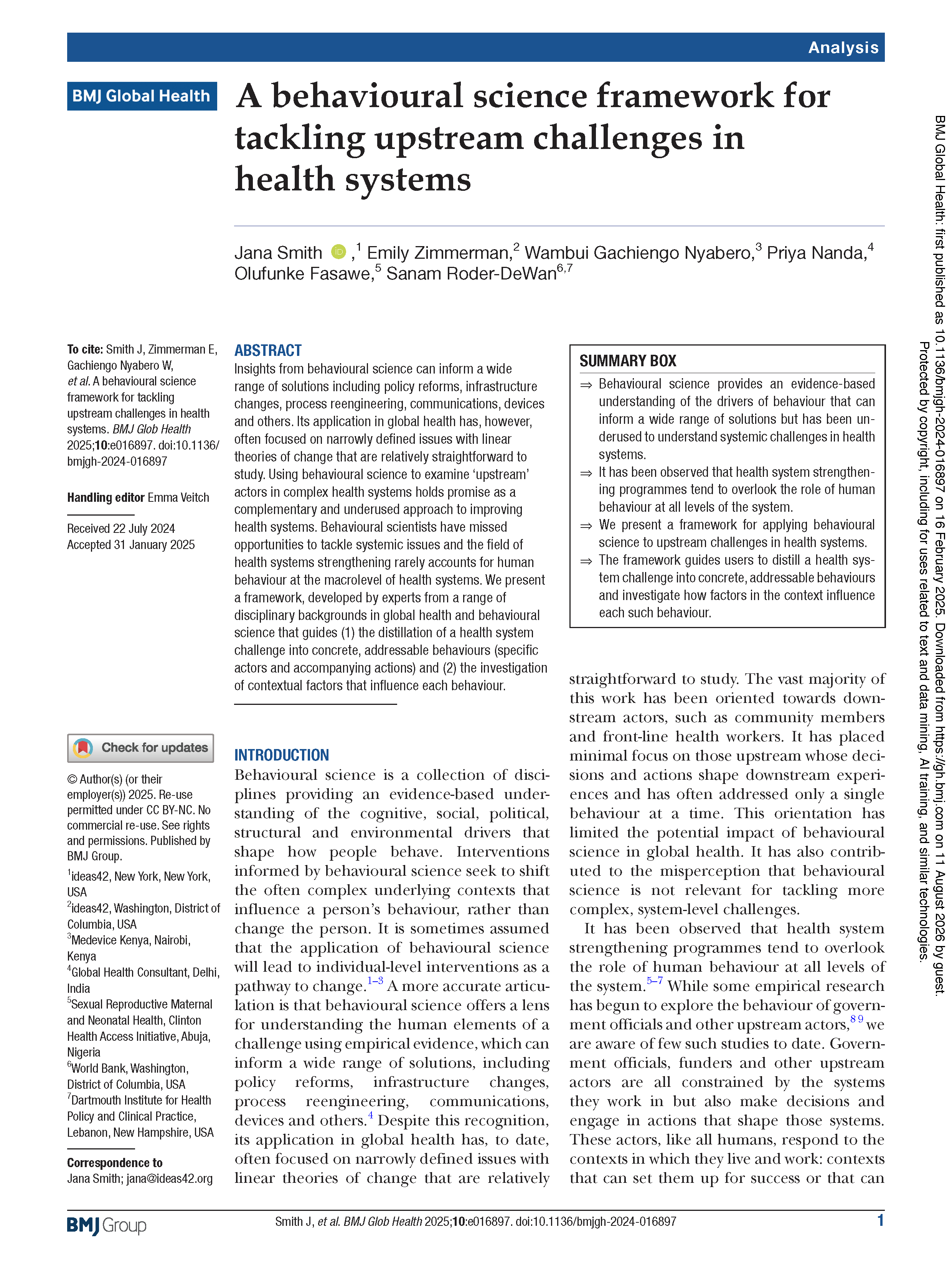 A Behavioral Science Framework for Tackling Upstream Challenges in the Health System