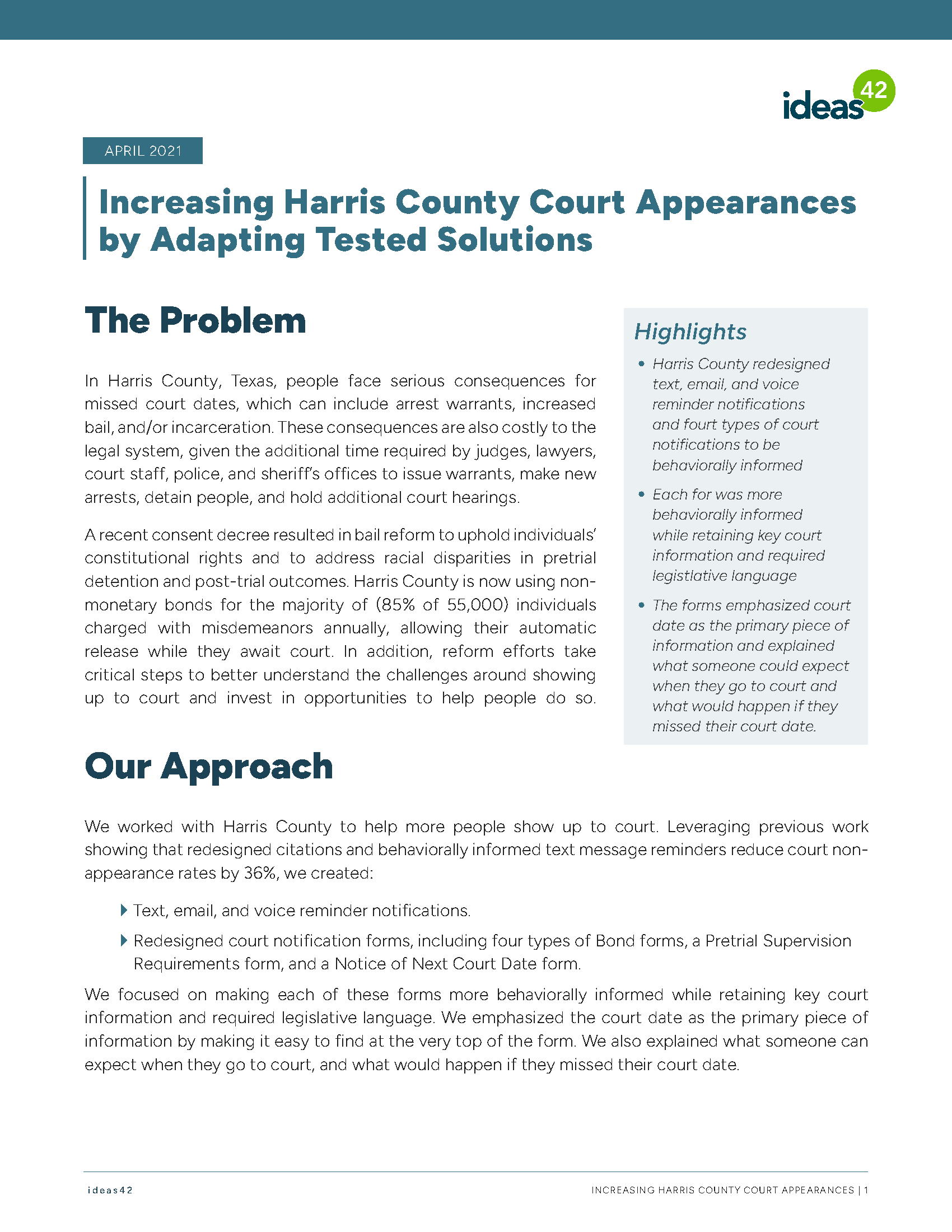 Increasing Harris County Court Appearances by Adapting Tested Solutions