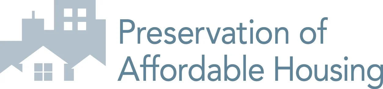 Preservation of Affordable Housing logo with housing graphic