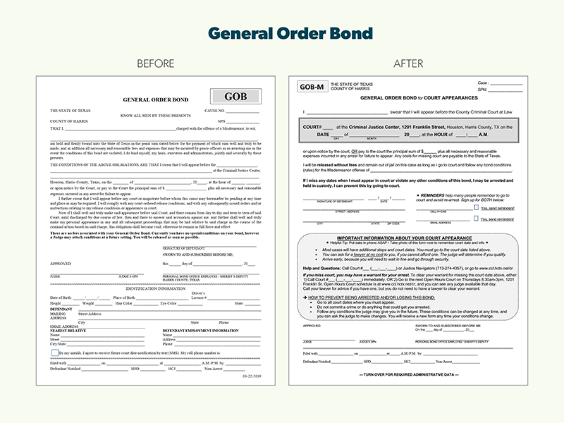 Harris County, Texas, redesigned General Order Bond form