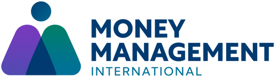 Money Management International logo with an green and purple image
