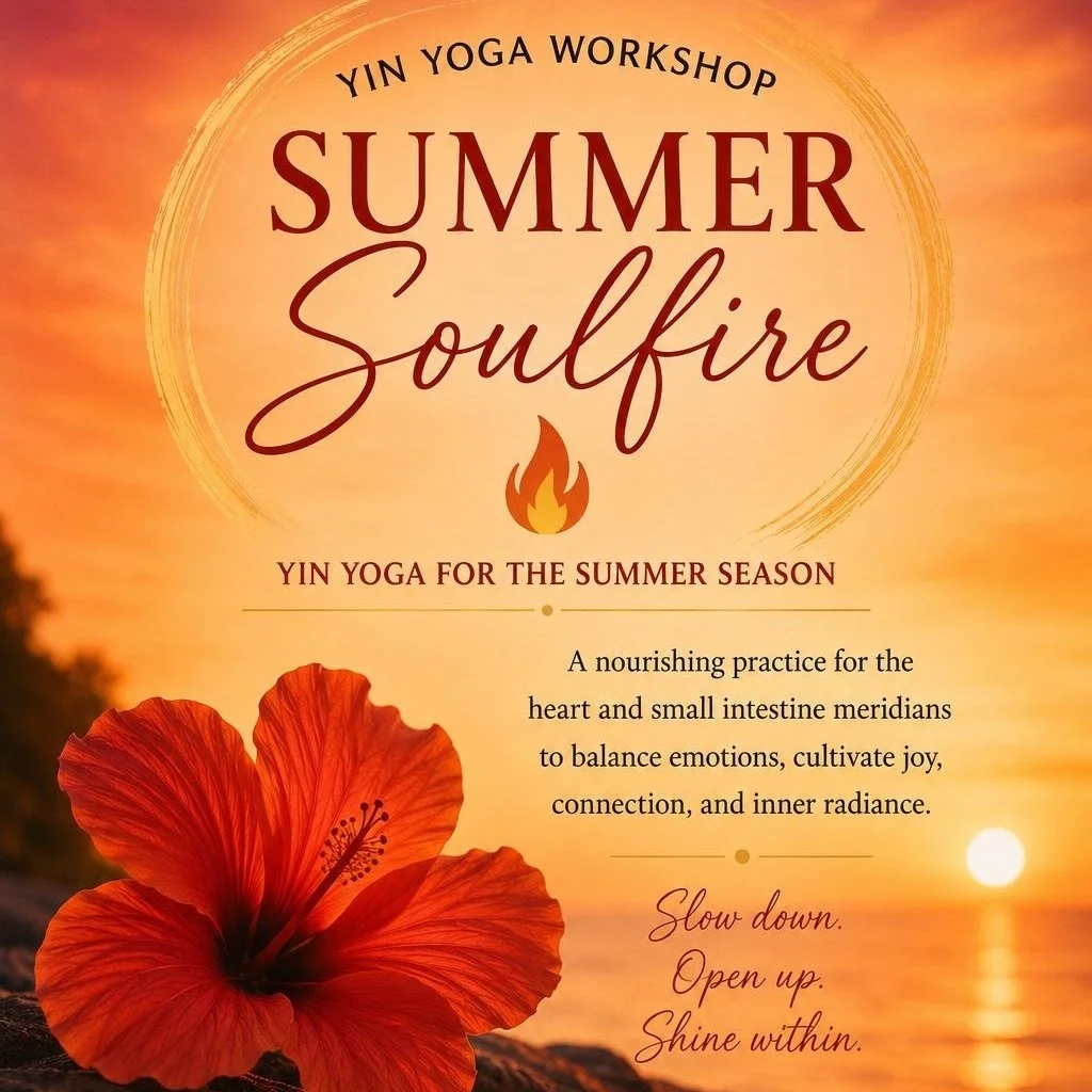 Coming up Saturday, July 18, at 1pm @heartandlightyoga in Old Hickory ~

This 90-minute yin yoga practice will explore the summer energies of the heart and small intestine meridians through long-held postures, mindful breathwork, and reflective still