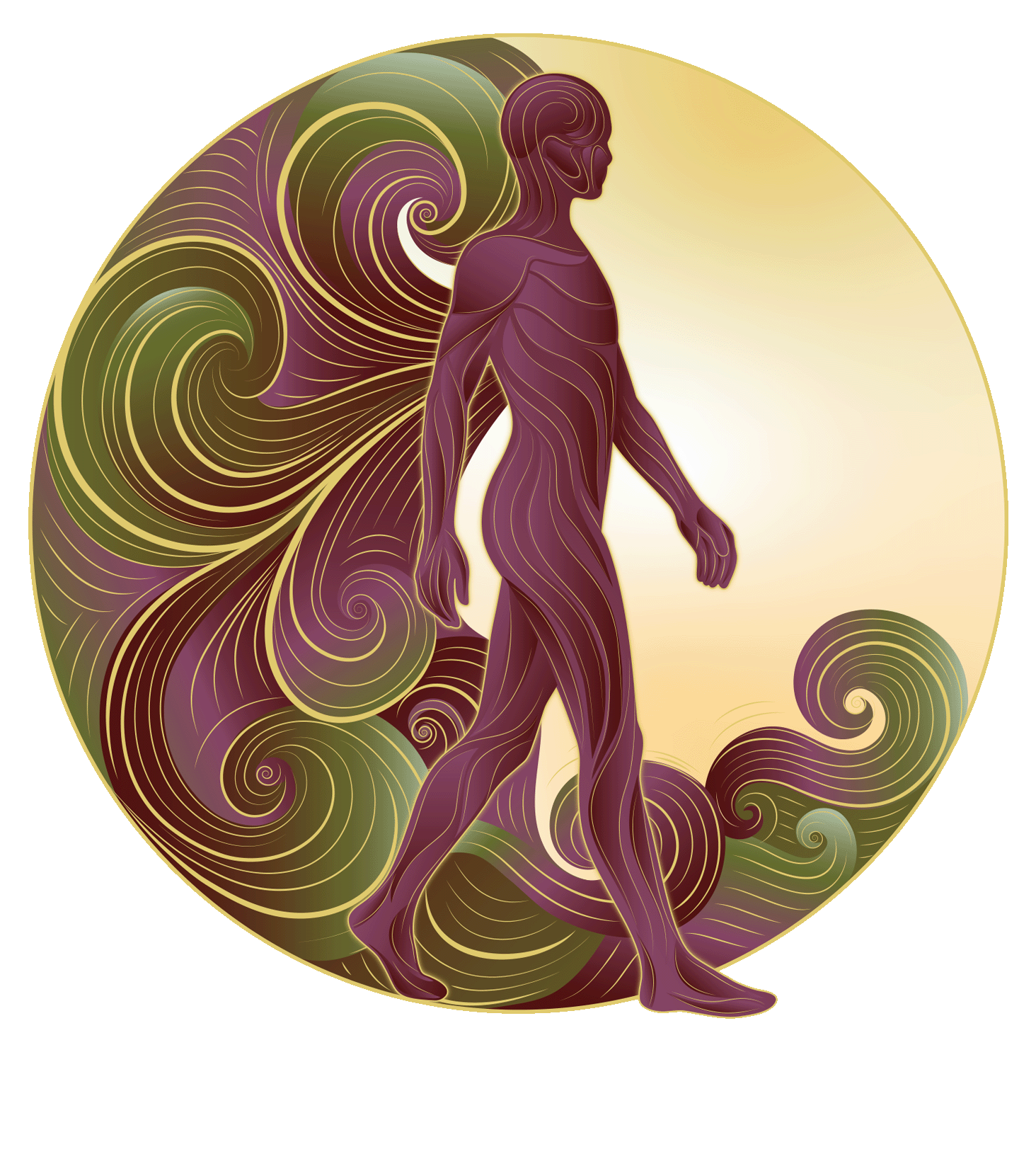 An illustration of a human figure with an abstract, swirling background and the text 'Fluid Mosaic Method' at the bottom.