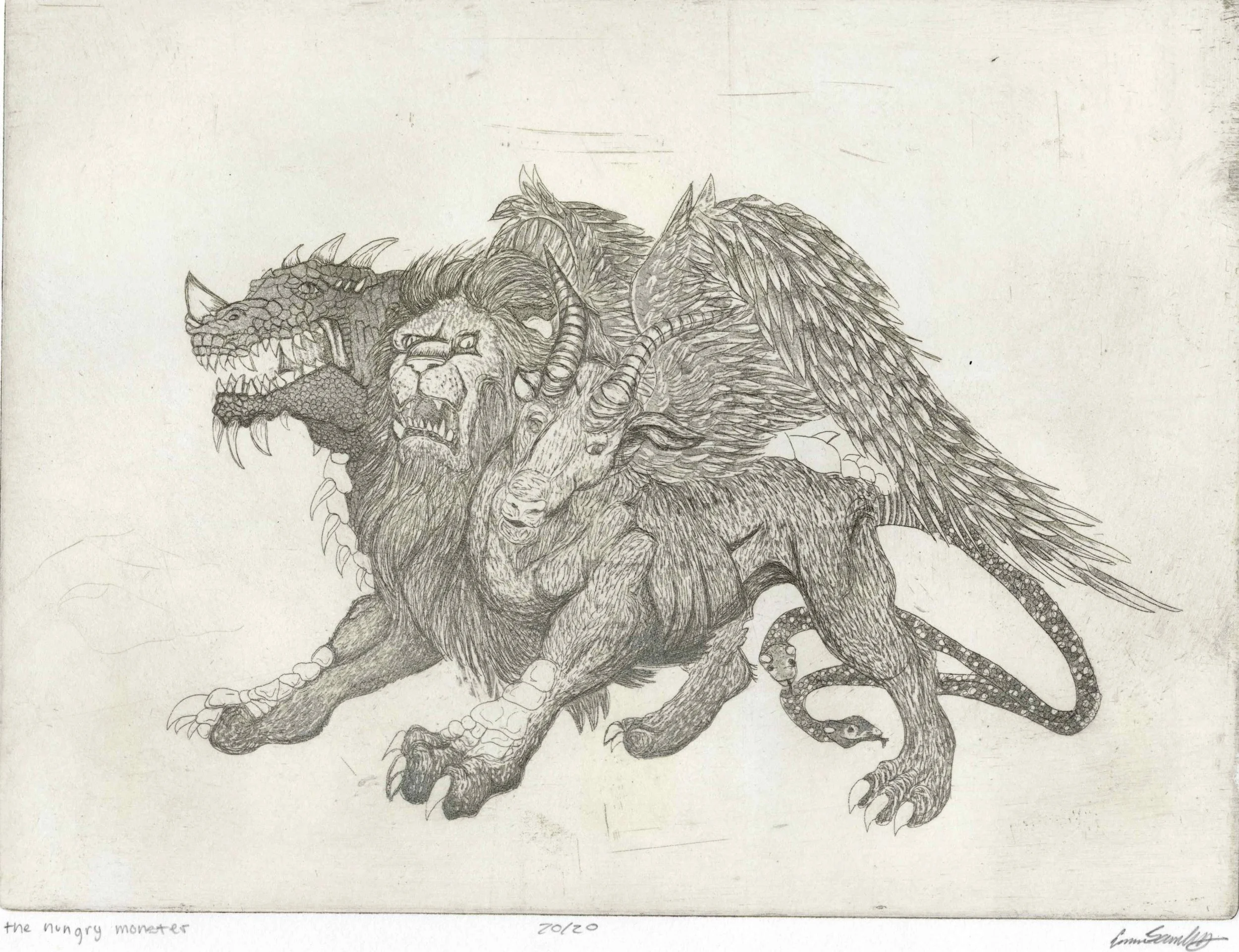 The Hungry Monster, Intaglio, 2 color