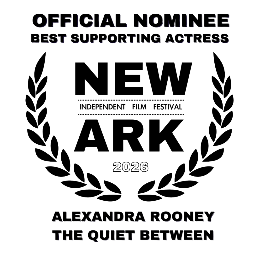 Black background featuring purple text reading “Official Women’s Best Supporting Actress Award for Alexandra Rooney” at the top and “Main Event of the College” at the bottom.