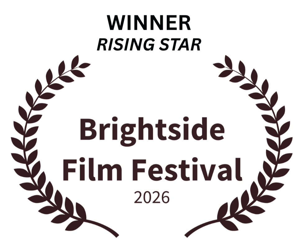 Brightside Film Festival 2026 award emblem with laurel leaves and text including winner in rising star category.