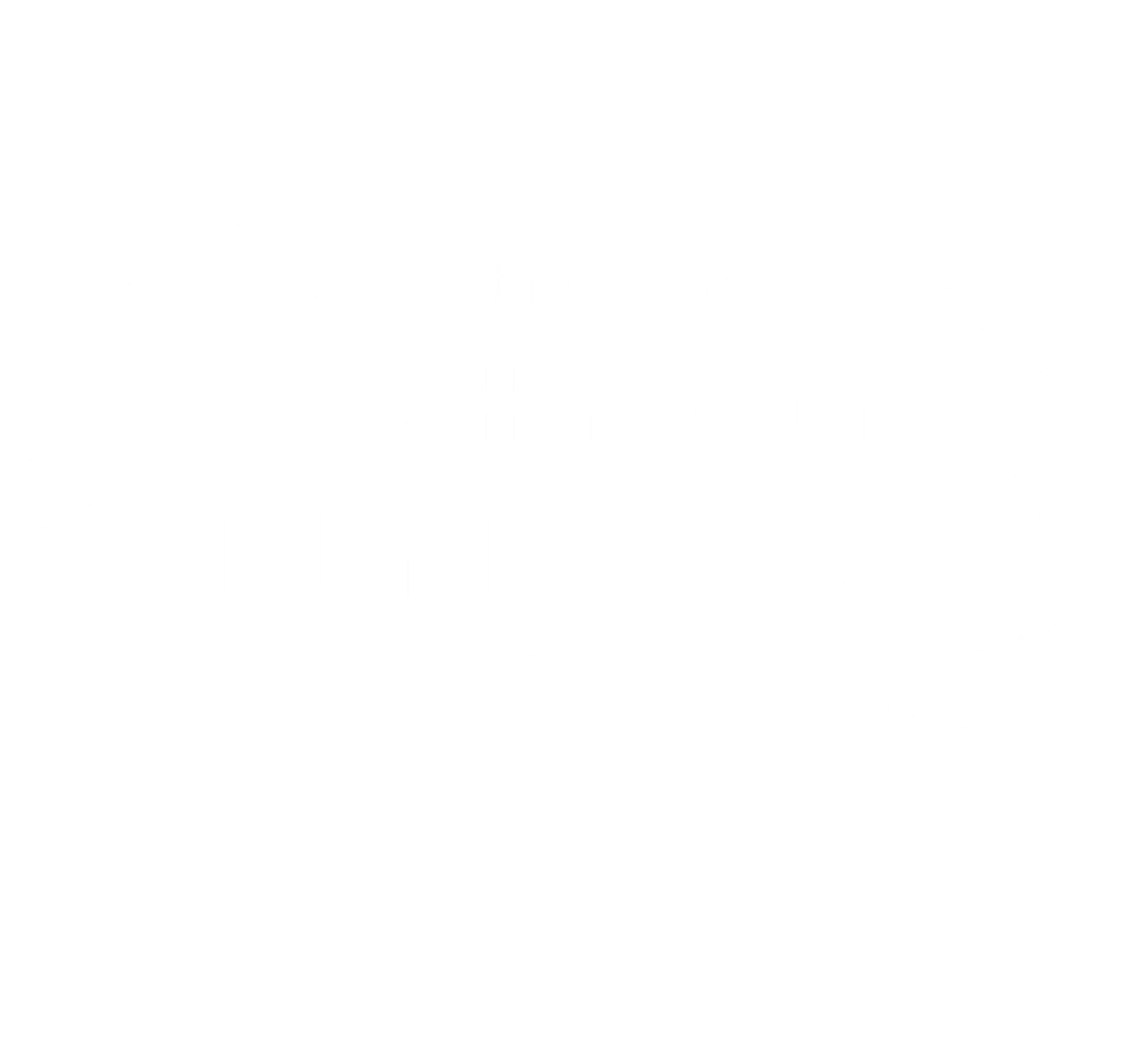 Award emblem with laurel branches and text reading "Best Editing Nominee RUSH Youth Film Festival 2026."