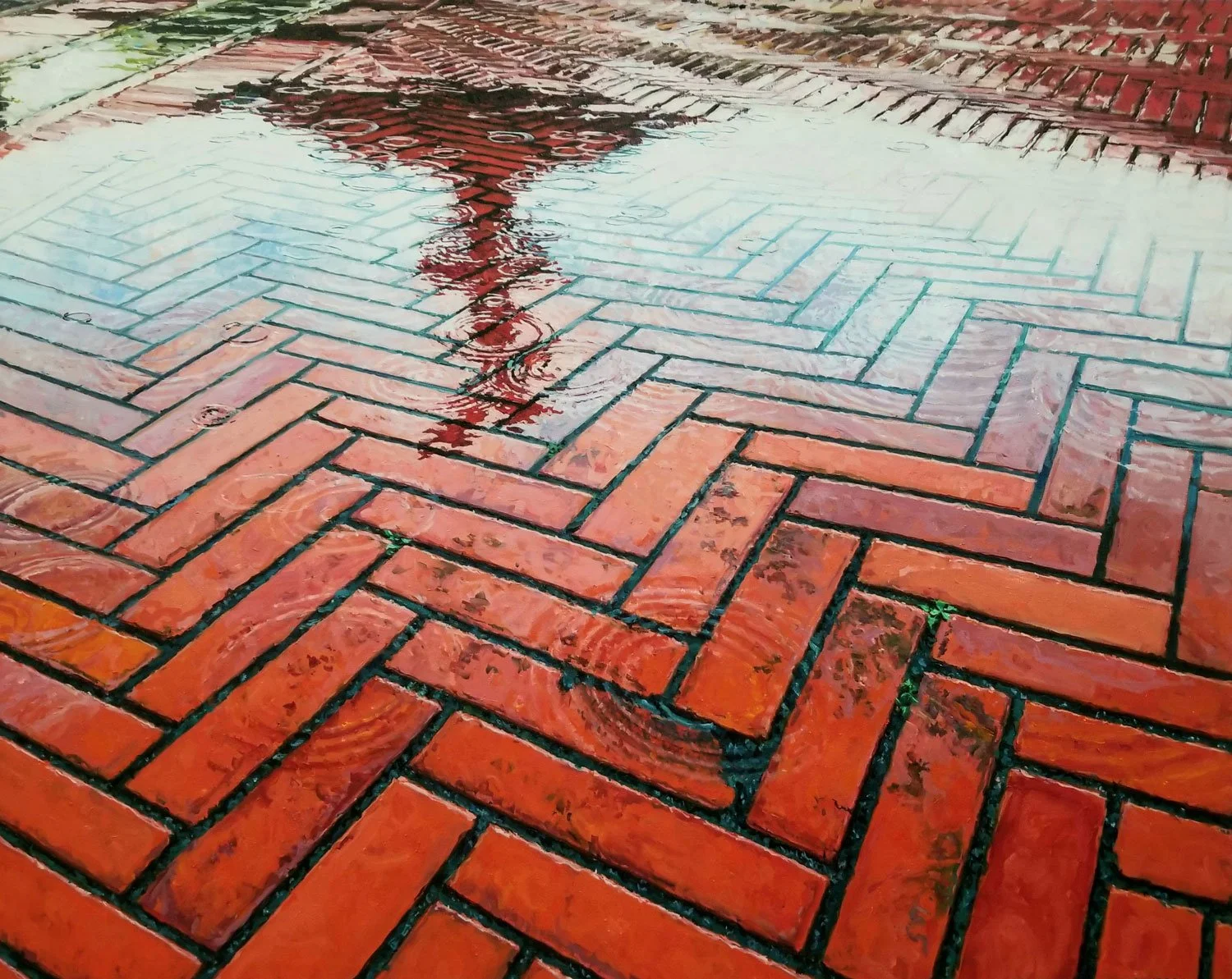   Morning Rainfall Bethesda Fountain  , Oil on Canvas,  2024 , 48 x 60 in. 