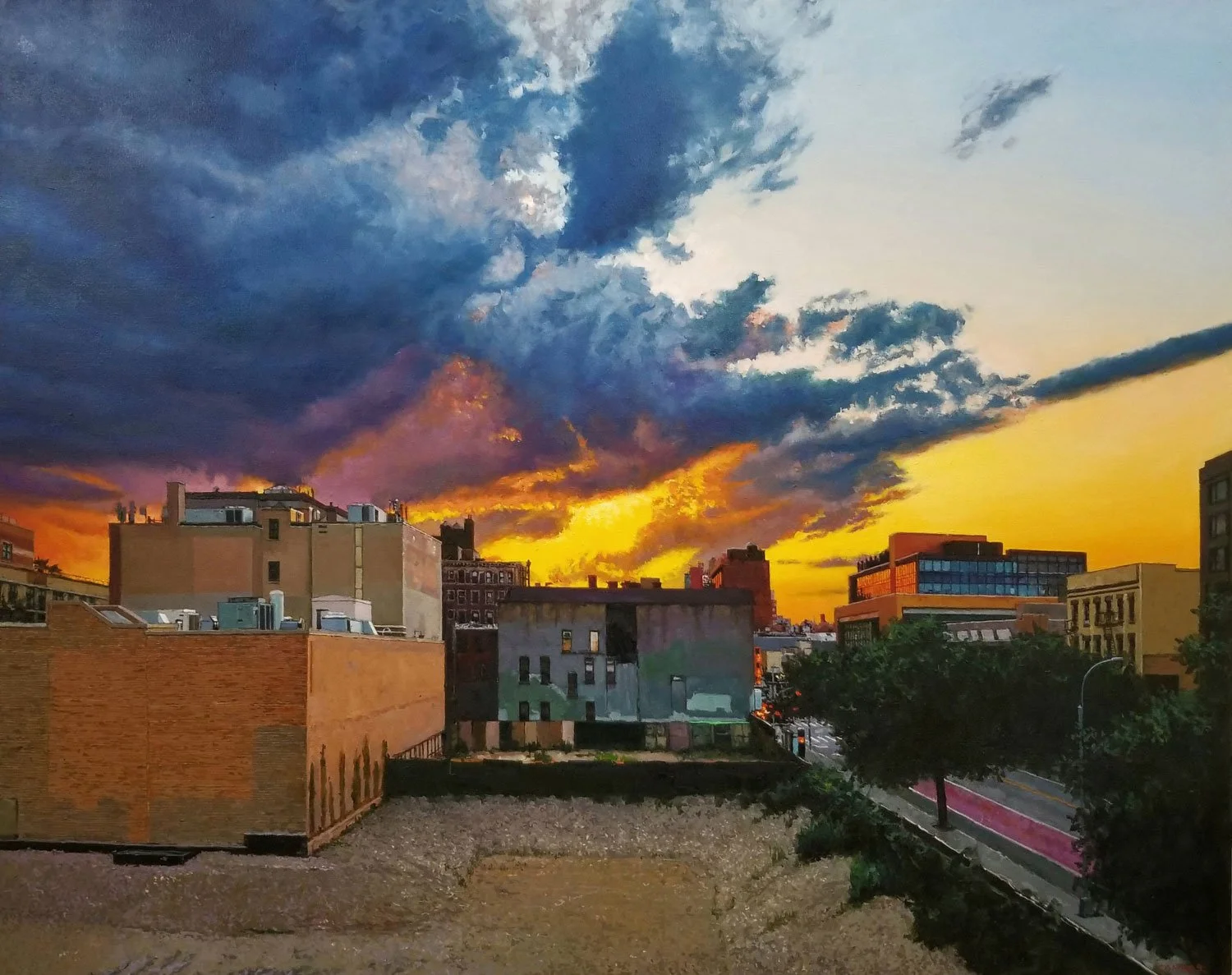   Sunset Over 125th Street  , Oil on Canvas,  2024 , 48 x 60 in.
