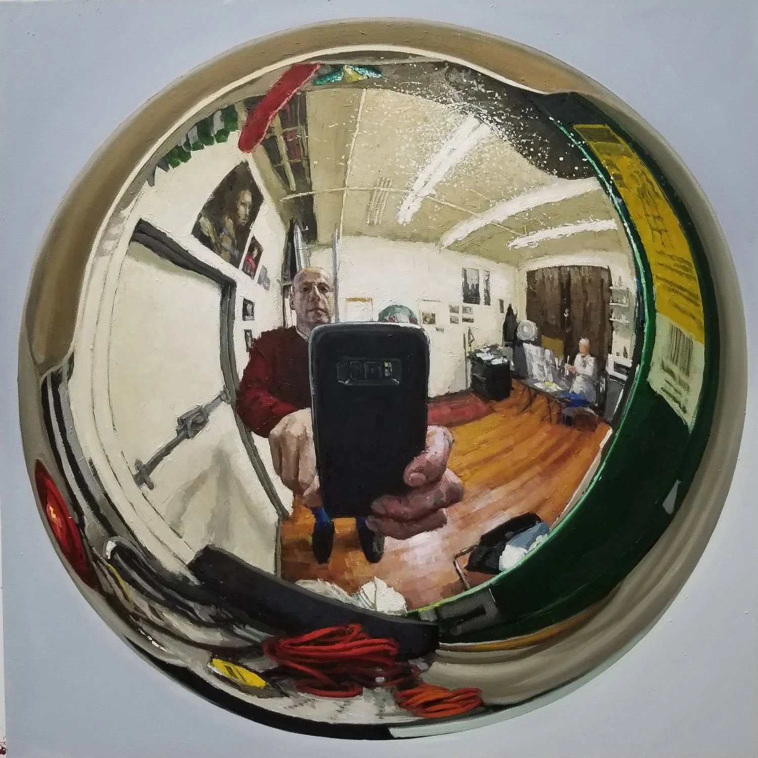   Self Portrait in Christmas Decoration  , Oil on Canvas,  2019 , 36 x 36 in. 