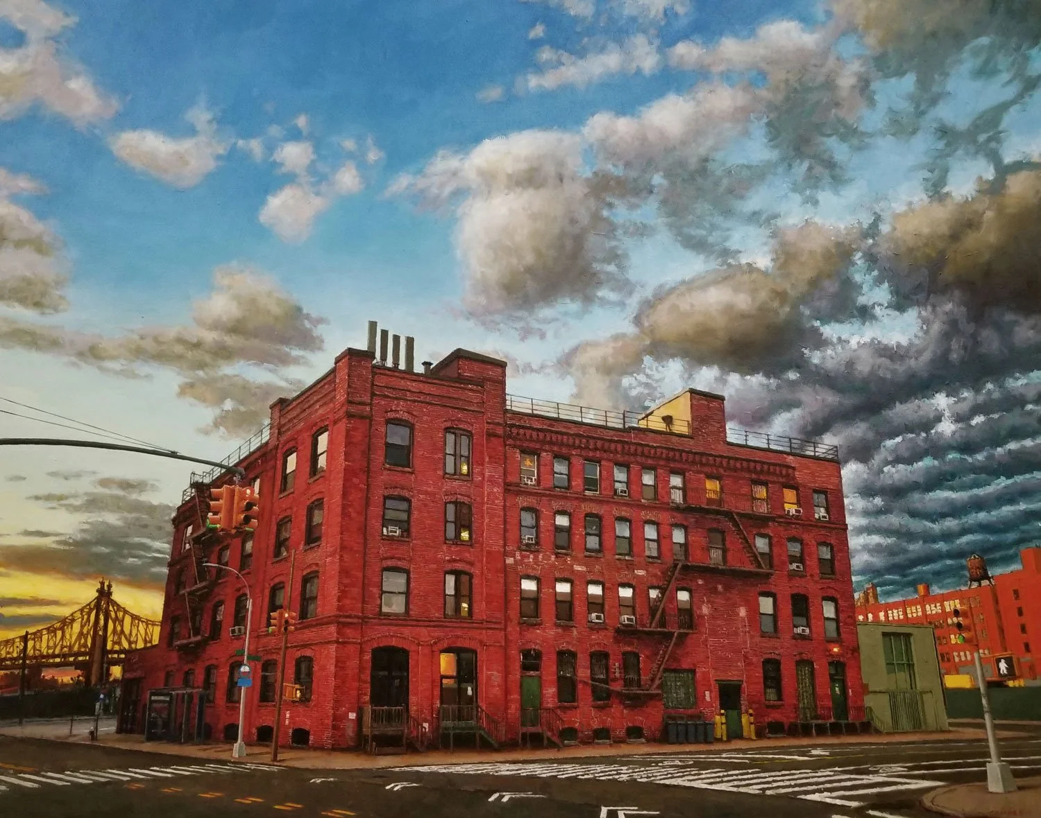   Sunset Over Long Island City  , Oil on Canvas,  2024 , 48 x 60 in.