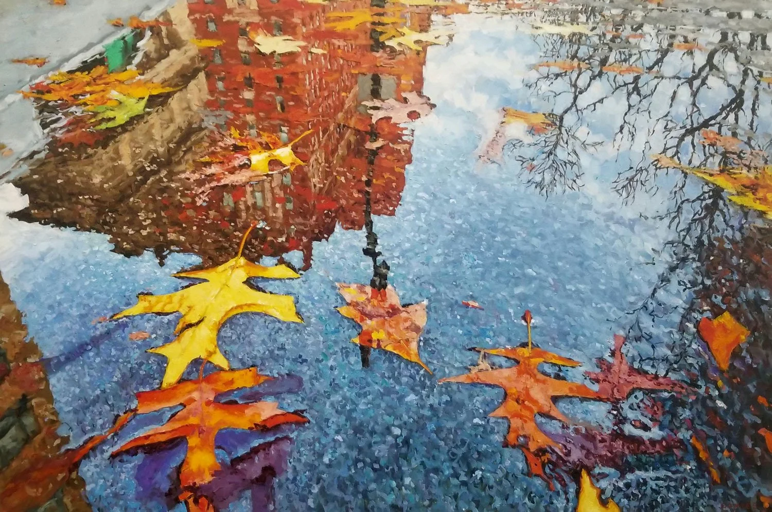   Fall Reflection Central Park  , Oil on Canvas,  2023 , 40 x 60 in. 