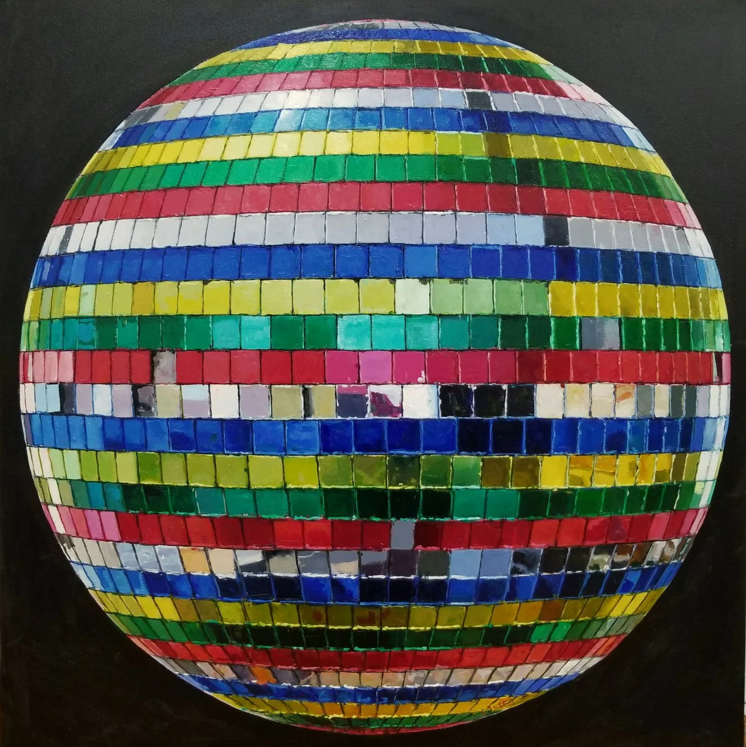   Rainbow Disco Ball  , Oil on Canvas,  2019 , 36 x 36 in.
