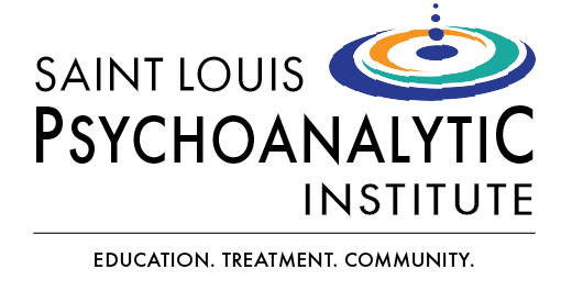 Logo for Saint Louis Institute featuring a circular, colorful, ripple-like graphic and text.