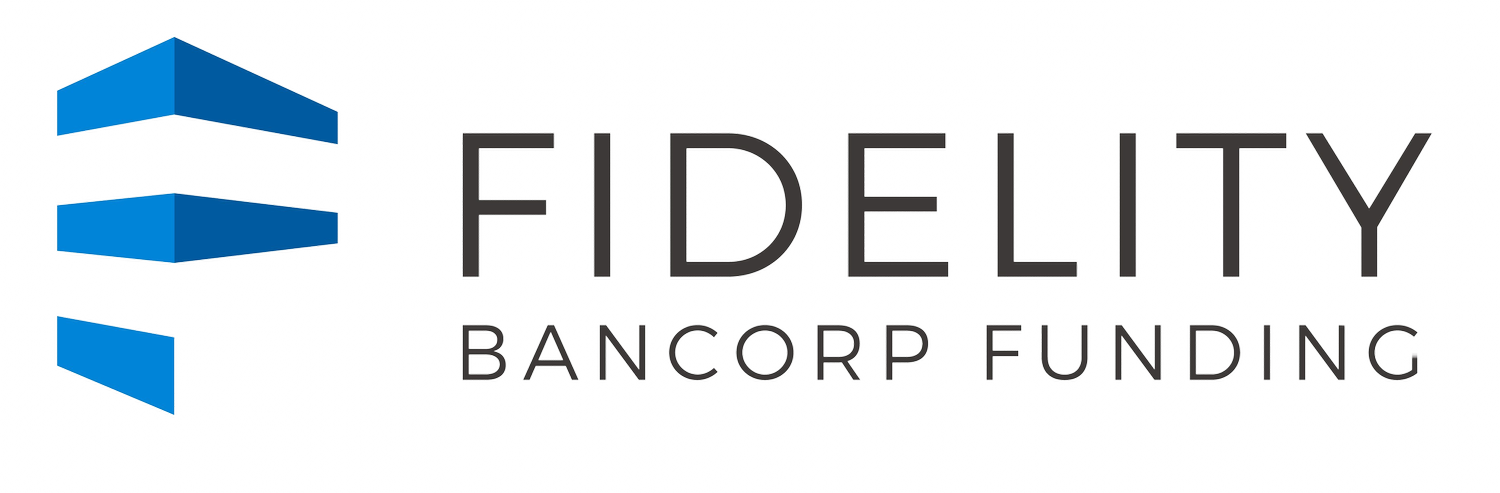 Fidelity Bancorp Funding logo featuring three ascending blue geometric shapes next to the words 'Fidelity Bancorp Funding' in gray text.