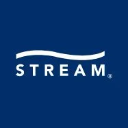 Stream logo with blue background and white wave design above the word 'STREAM' in white capital letters.