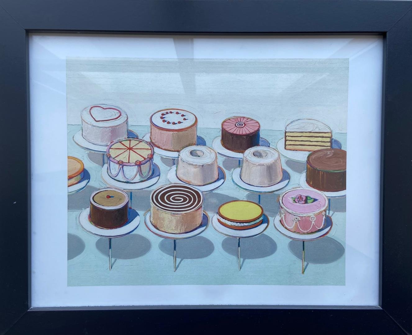 Wayne Thiebaud,   Cakes (print),  10.5" x 13.5", frame 12" x 16"
