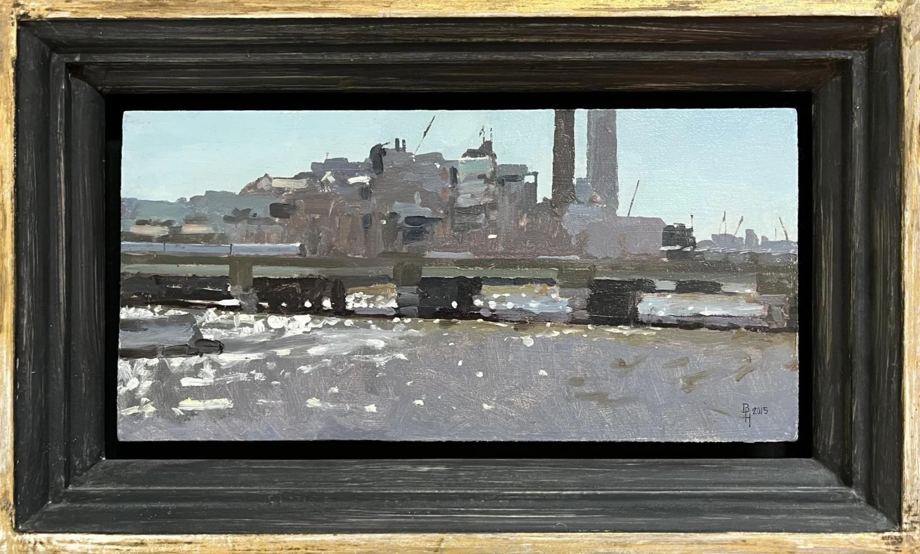 Benjamin Hope, Looking West From London Bridge,  8" x 13" framed