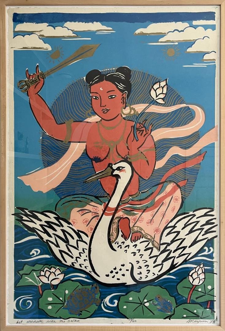 Mayumi Oda,  Let Wisdom Ride the Swan, Ed. 58/60,  41" x 28"