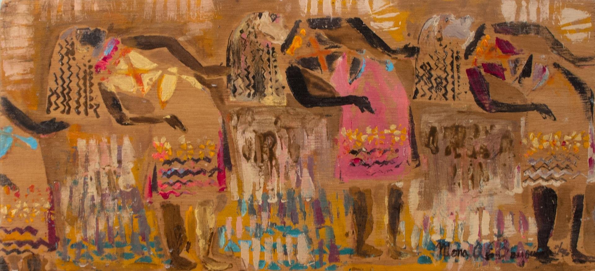 Mona A. El-Bayoumi,   (women dancing leaning left),  21.5" x 10"