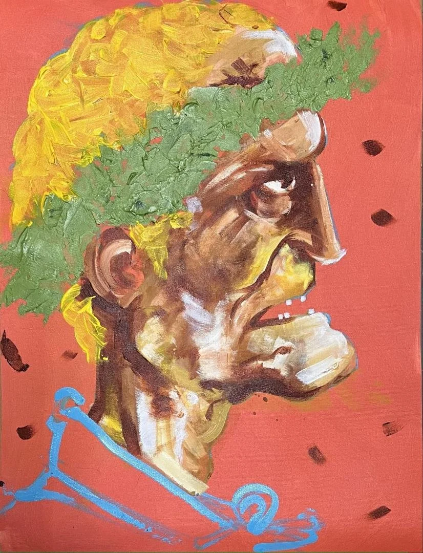 Joseph Orzal,   Portrait green leaf crown, 
18" x 23.5"