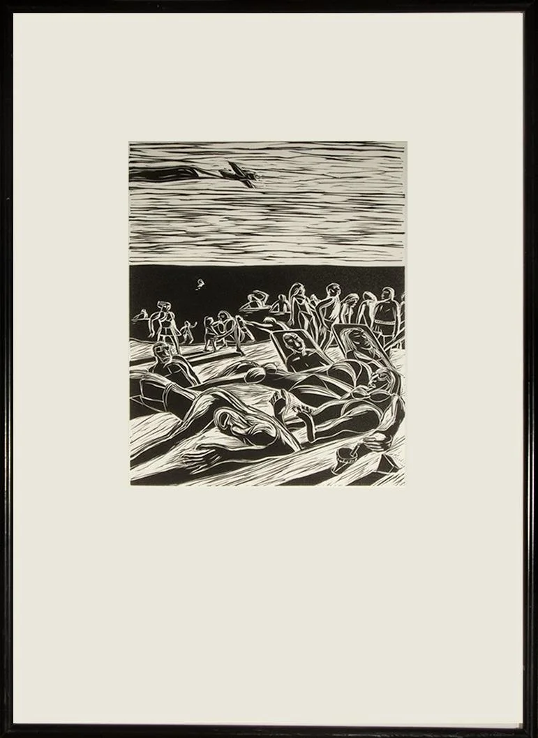 Naul Ojeda,  Beach Scene (or Death Scene),  15.5" x 21.5"