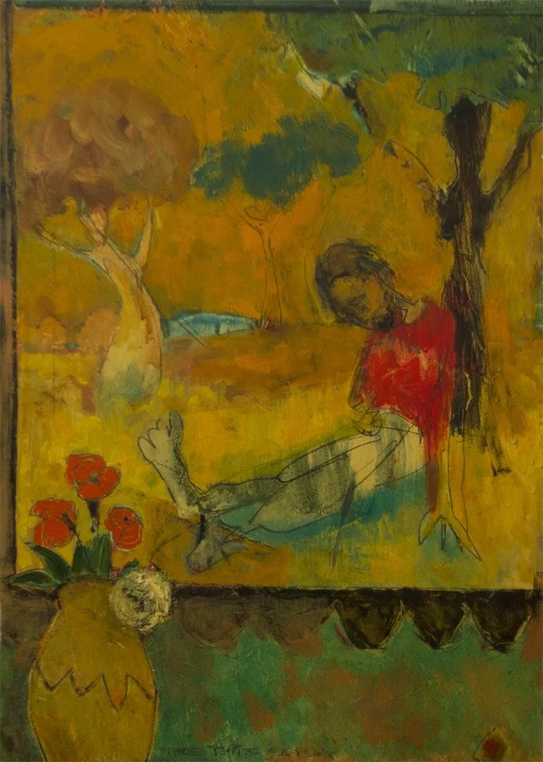 Michael Unknown, Three Poppies & A Peony (To Paul from Michael),  13" x 18"