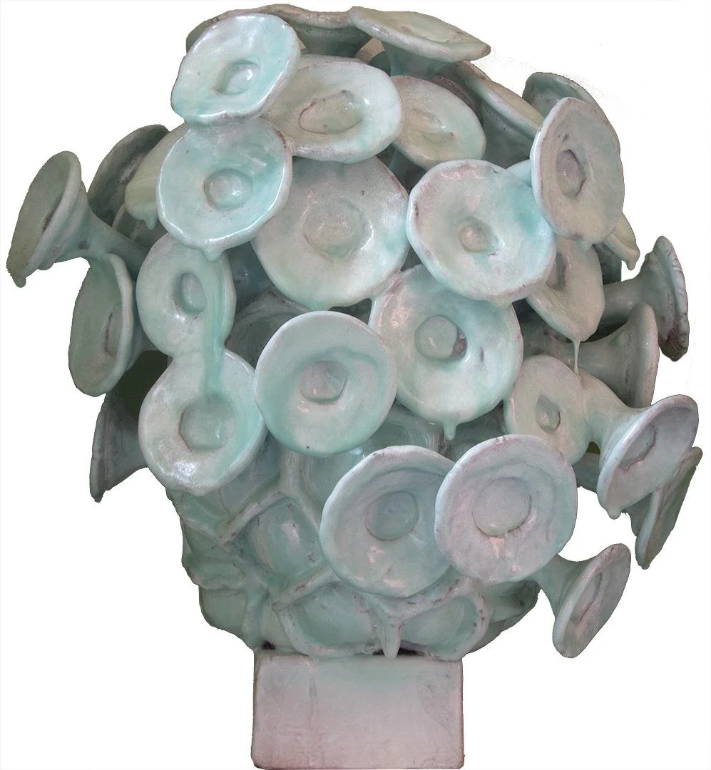 unknown,  (blue trumpet flowers),  19" x 16" x 23"