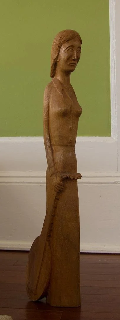 Grandpa Ralph Mahon,   woman with guitar,  3" x 5" x 22"