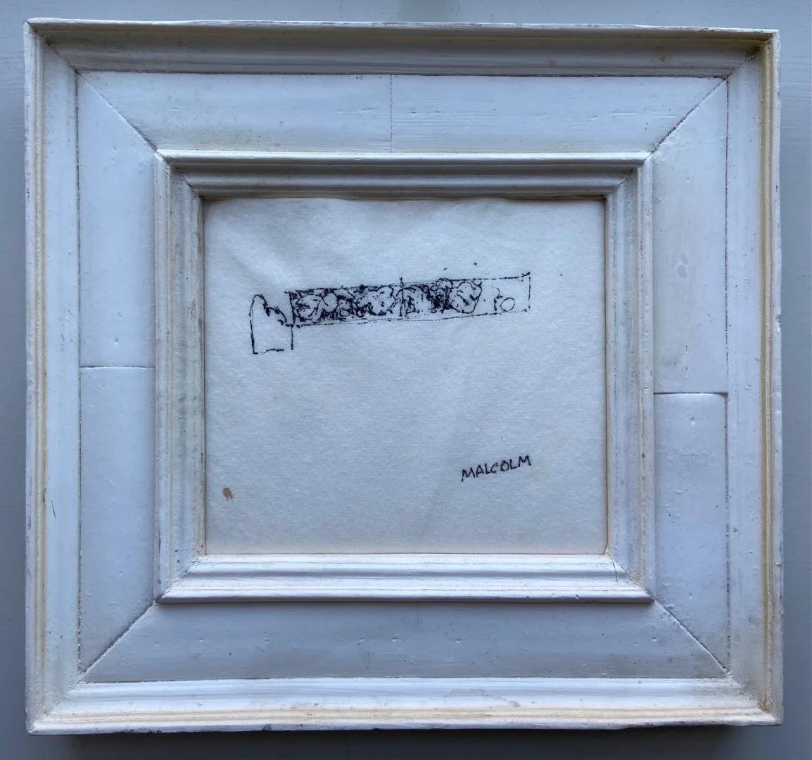 Malcolm Harlow, Jr.,   unknown napkin drawing,  6.25" x 7.25", framed 11.75" x 12.75"