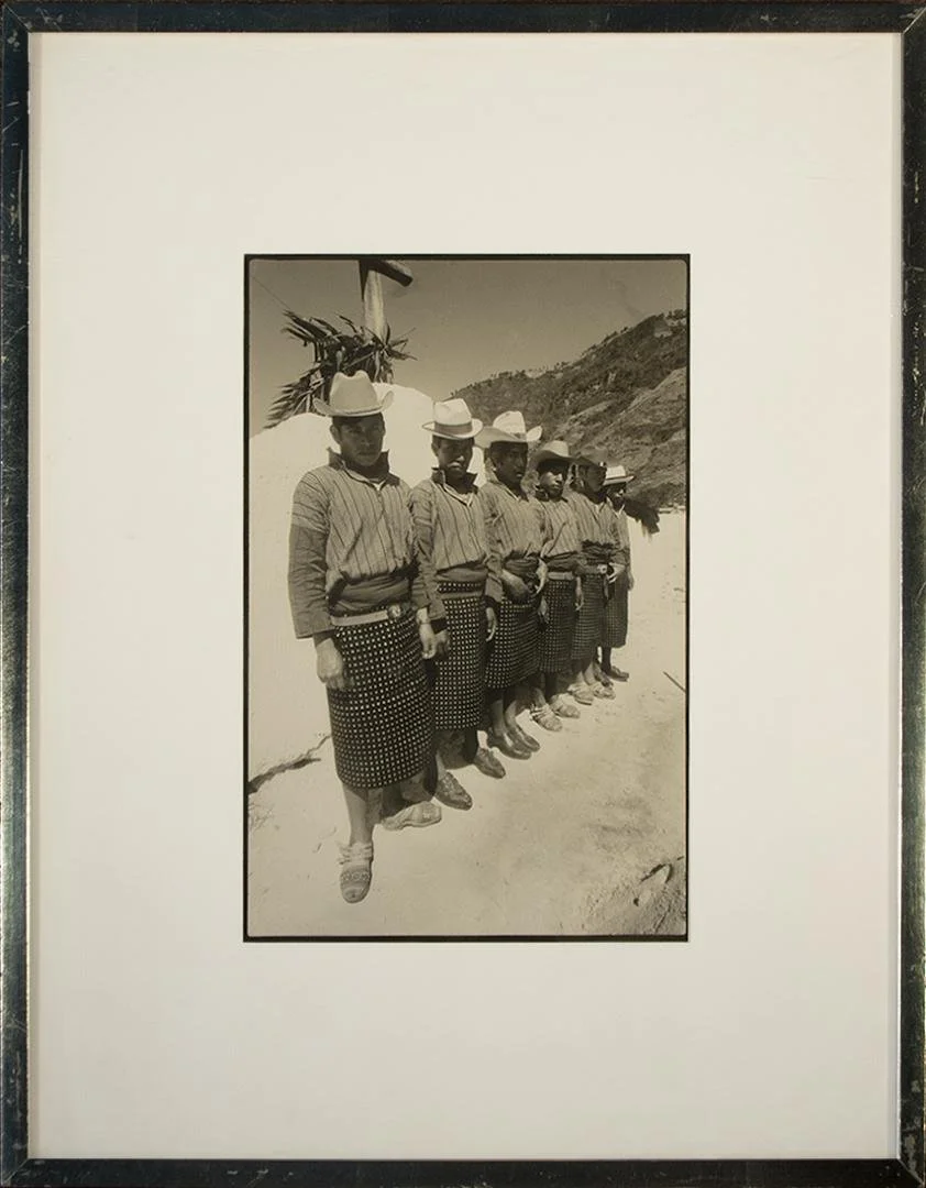 Solomon?  (six men in a line in front of a cross memorial in the desert),  14.5" x 18"