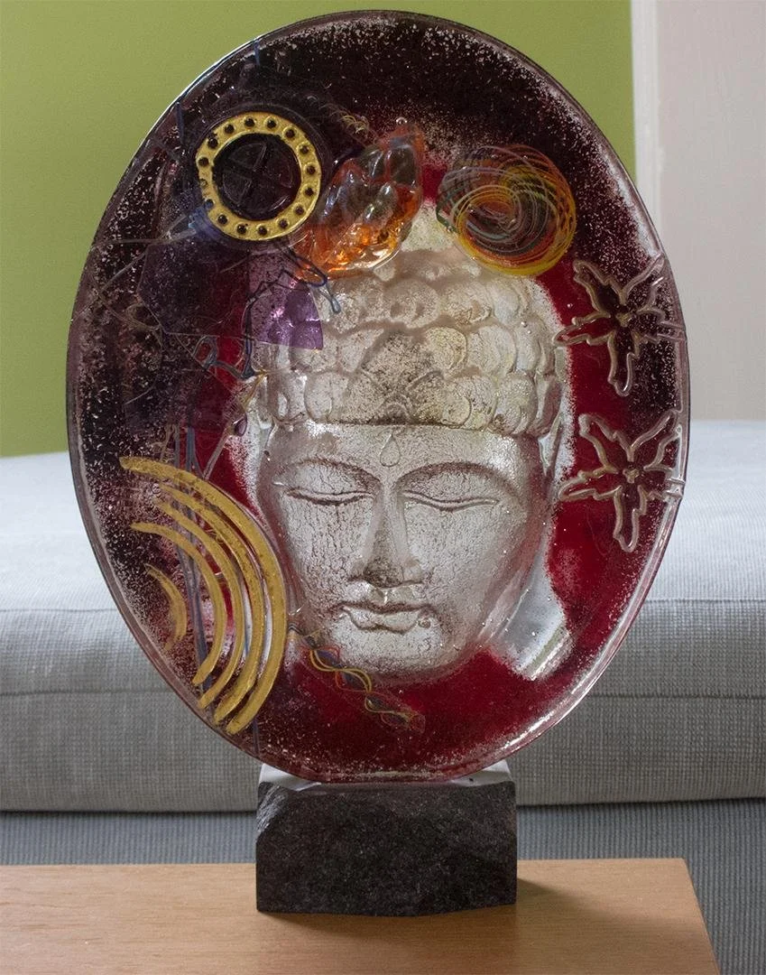 Susan Gott,  Glass Buddha,  8" x 11.5" x 2.5"