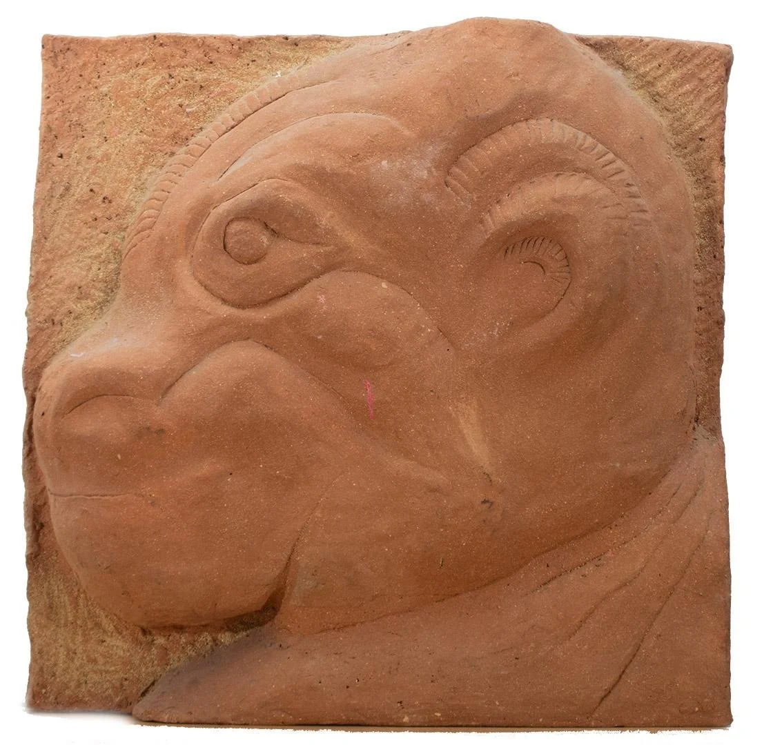 unknown,  ceramic gorilla face,  12.5" x 12.5" x 3"