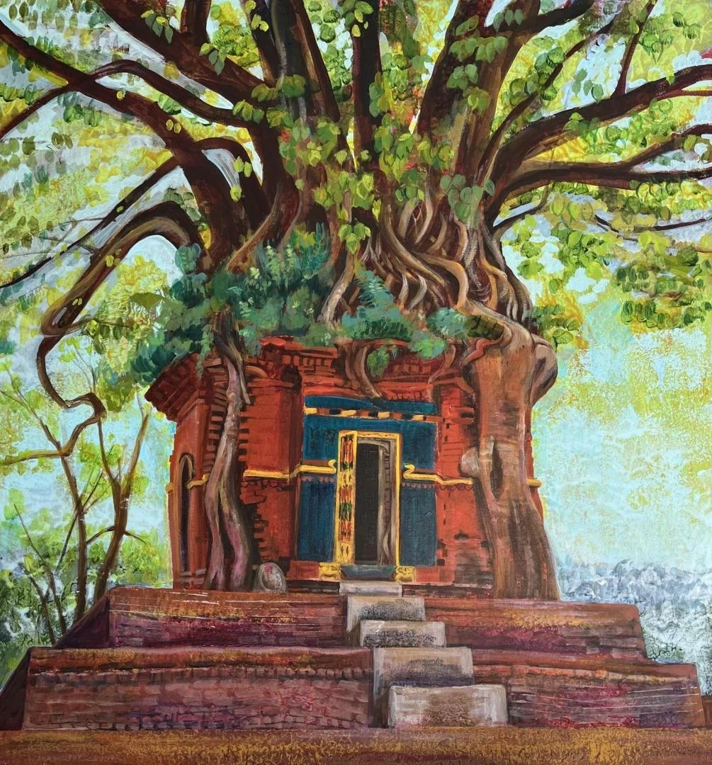 Jenny Badger Sultan,   Krishna Temple Tree,  36" x 33.5"