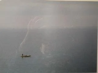 Mark Neules,  (small boat on sunlit water),  15" x 12.5"