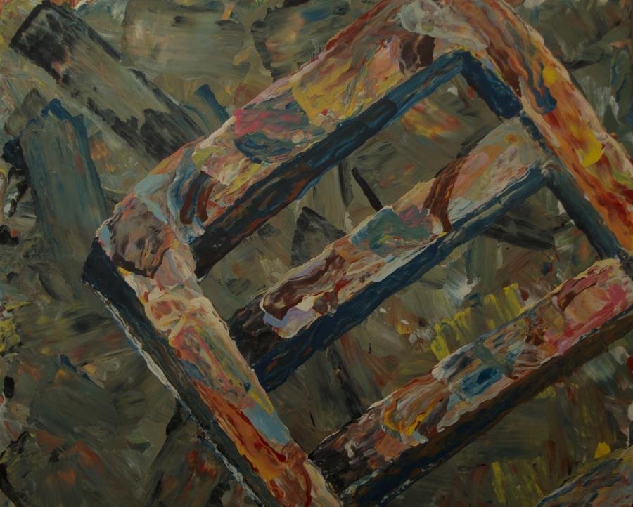 Unknown, Fallen Chair on Abstract Floor,  17.75" x 15"