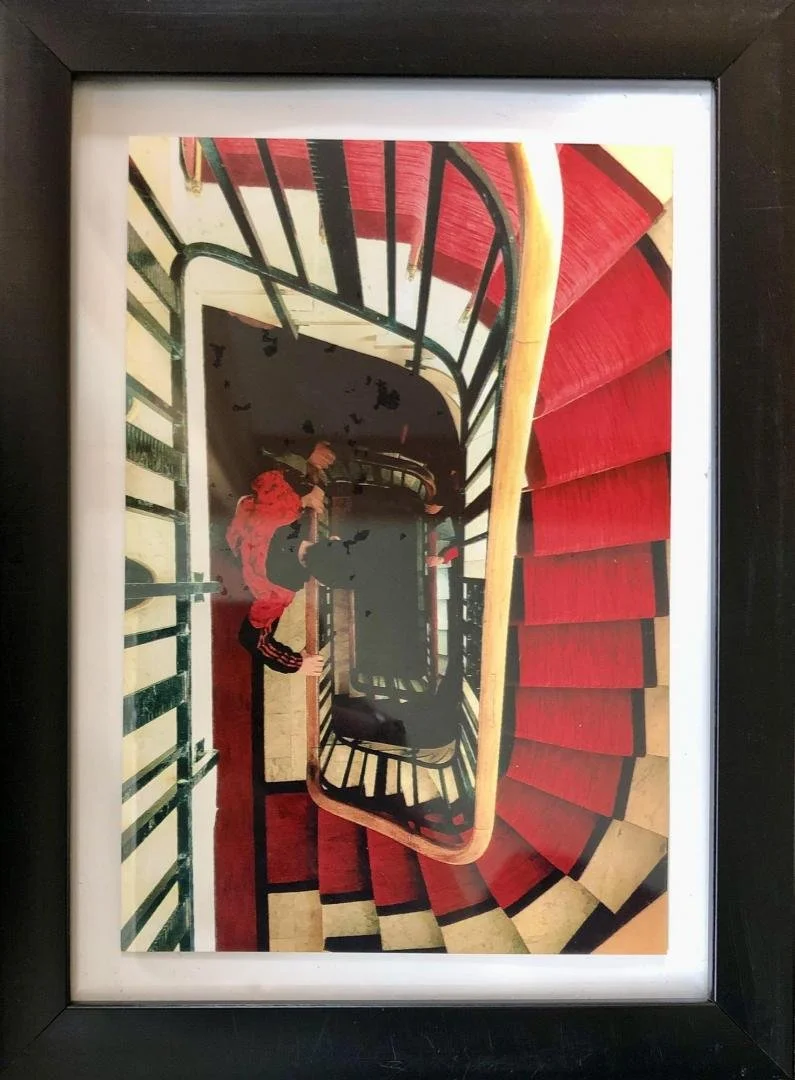 Paul Mahon,  Untitled (Chuck, spiral staircase),  4" x 6", 6" x 8" (framed)